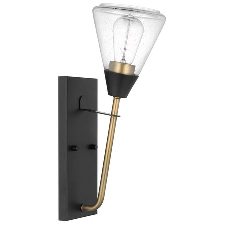 NUVO Starlight 1-Light Wall Sconce, E26 60W, Matte Black, Clear Seeded 60/7681